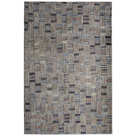 RECYCLE MARQUETERIE - Tapis extra-doux motif marqueterie gris 120x170 (1/5)
