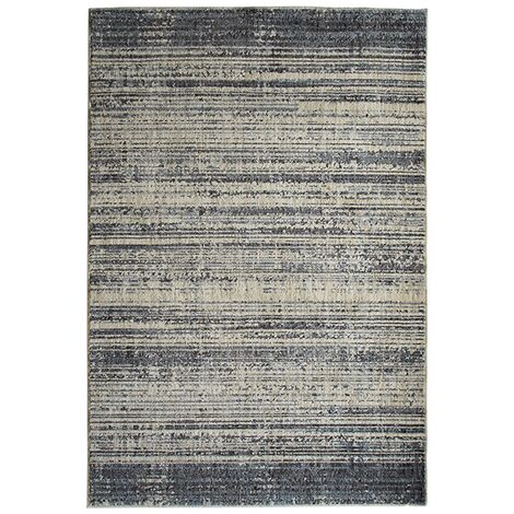 RECYCLE LINES - Tapis recyclé motif lignes gris noir 160X230 (1/5)