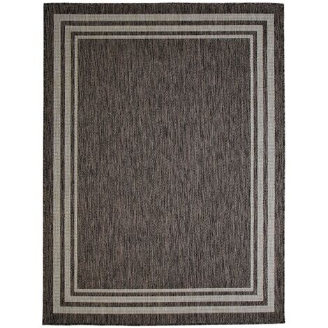TERRAIN CADRE - Tapis intérieur-extérieur aspect jute motif cadre beige 195x275 (1/5)