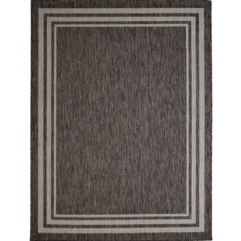 TERRAIN CADRE - Tapis intérieur-extérieur aspect jute motif cadre beige 133x170 (1/5)