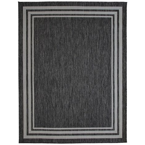 TERRAIN CADRE - Tapis intérieur-extérieur aspect jute motif cadre noir 133x170 (1/5)