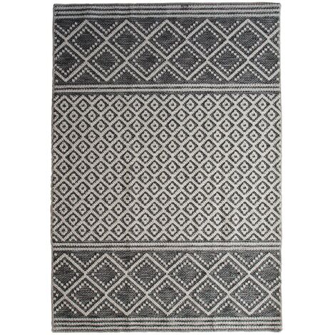 MEDIA CROISILLONS - Tapis en polypropylène et coton motif croisillons gris 190x290 (1/5)