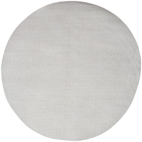 BANGALOR - Tapis rond aspect jute blanc uni D120 (1/5)