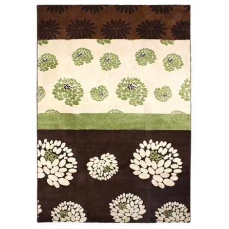 NATURE - Tapis motifs fleurs chocolat vert 160x230 (1/4)