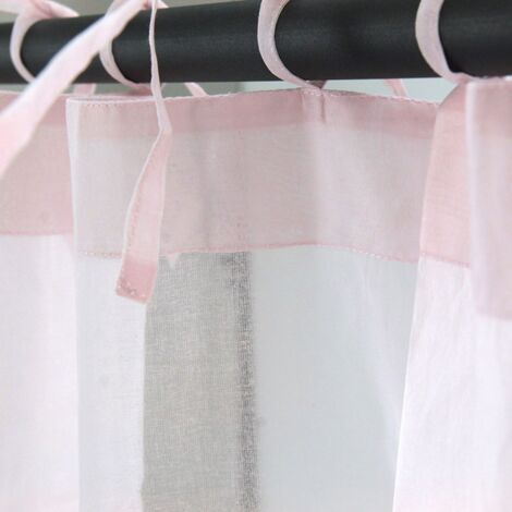 FANTASIA - Voilage 100% coton à lacets rose clair 110x250 (1/3)