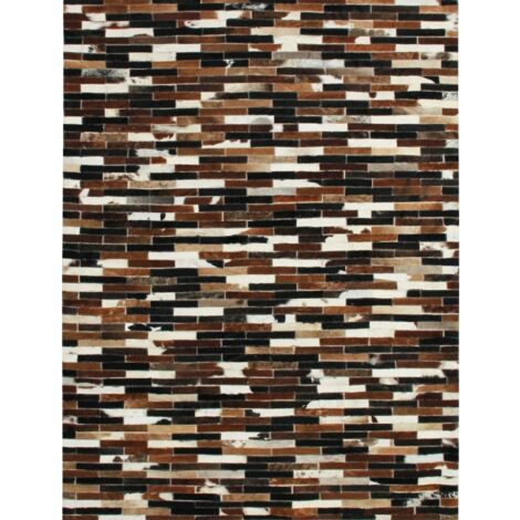 CUIR - Tapis en cuir recyclé lignes marron 120x170 (1/5)