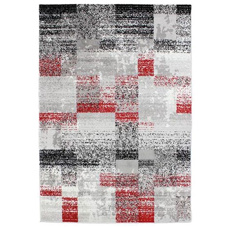 METRO - Tapis vintage effet cube gris rouge 133x190 (1/5)