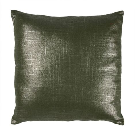 COMETE OLD - Coussin en coton, lin et lurex aux reflets irisés kaki 40x40 (1/2)