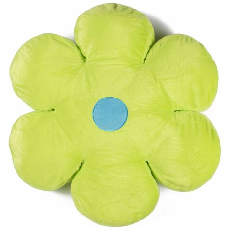 GONZO FLOWER - Coussin fleur en velours vert anis et bleu 40x40 cm (1/2)