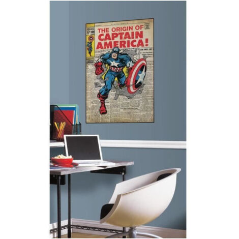 CAPTAIN AMERICA MARVEL COMICS - Stickers repositionnables géants Captain America, Marvel Comic Book (1/3)