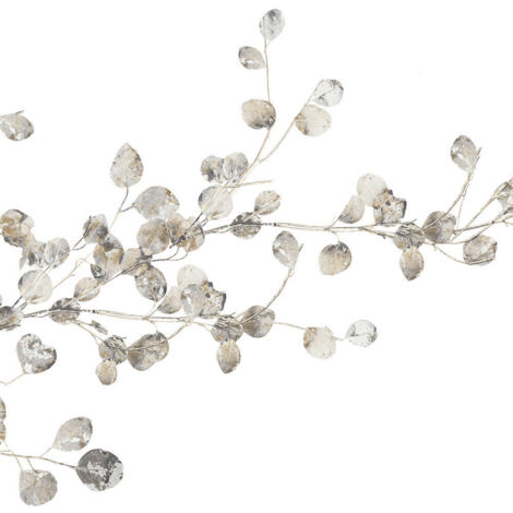 Sticker mural repositionnable branche arbre feuilles argentées 121x67 cm – Vinyle flexible imperméable – Facile à appliquer et enlever – Thedecofactory