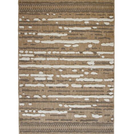 JUTE RELIEF LINEA - Tapis effet jute à motif géométrique en relief blanc et noir 120x160 (1/5)