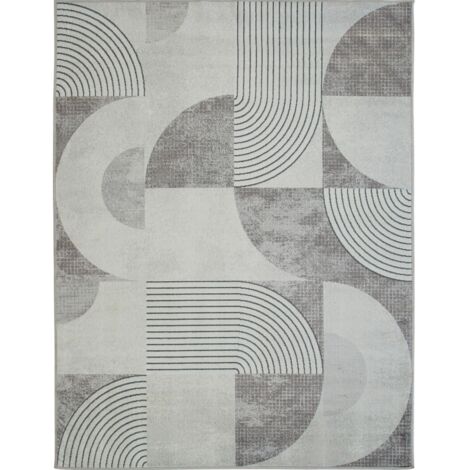 OSLO - Tapis moderne à motifs graphiques gris 190x240 (1/5)