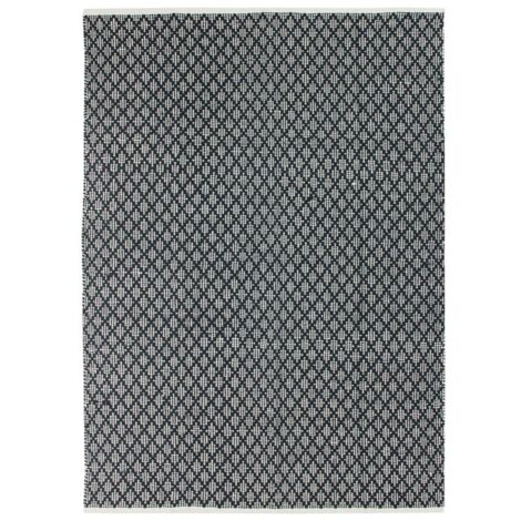 TERRA COTTON CROISILLONS - Tapis en coton motif ethnique noir et blanc 120x170 (1/5)