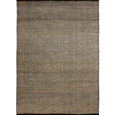 Tapis berbère tissé main en jute et coton noir naturel 160x230 – Motif graphique minimaliste – Pièce artisanale unique – Thedecofactory (1/5)
