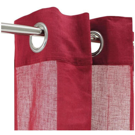 COTONNADE - Voilage à œillets 100% coton rouge 105x250 (1/4)