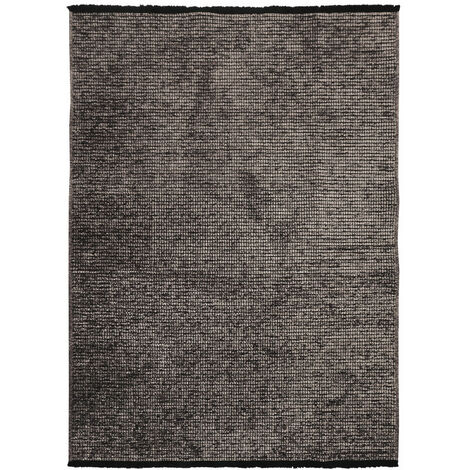 MILANO - Tapis tissé plat coton noir et reflet lumière anthracite 160x230 (1/5)