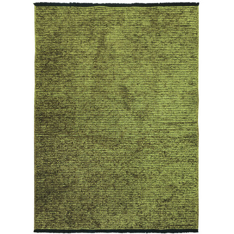 MILANO - Tapis tissé plat coton noir et reflet lumière vert 160x230 (1/5)