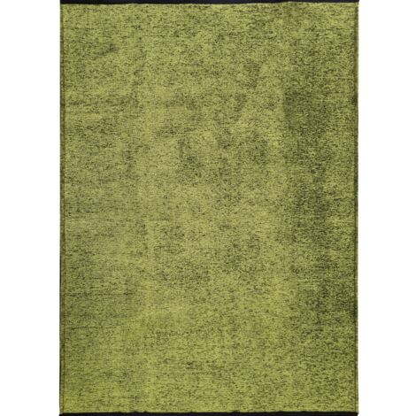 VENICE - Tapis en coton et polyester lavable tissé plat vert 80x150 (1/5)