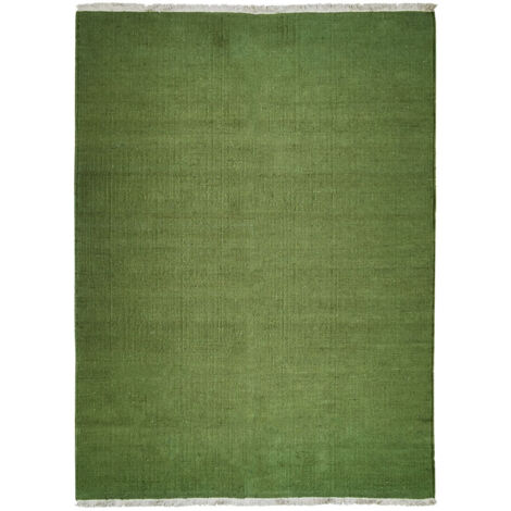 ESSENCE - Tapis en jute et coton avec franges vert foncé 120x170