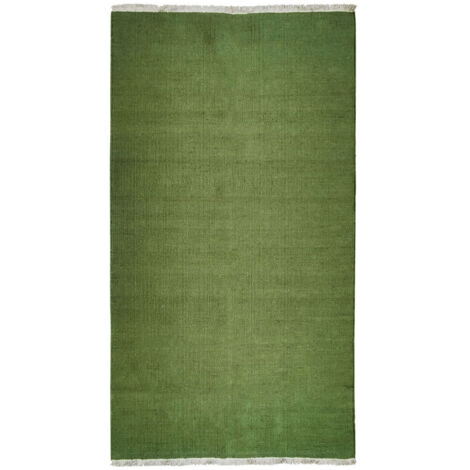 ESSENCE - Tapis en jute et coton avec franges vert foncé 80x150