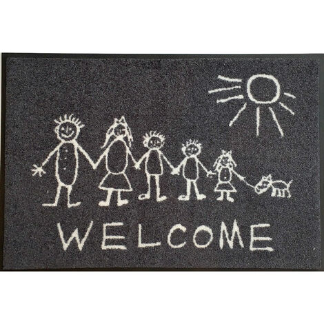 Waschbare Fußmatte 50x75 - - Welcome - Wash+Dry cm Kids Family