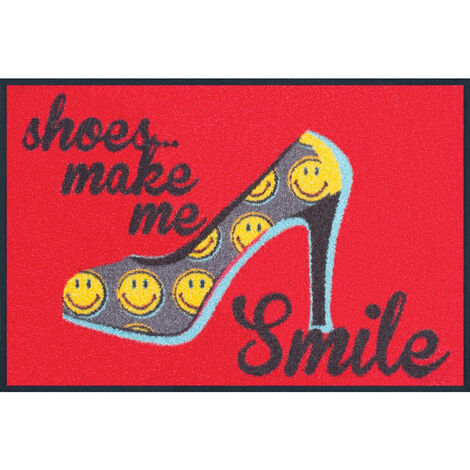 SMILEY Waschbare Fußmatte Shoes make me smile - ca 50 x 75 cm Wash+Dry