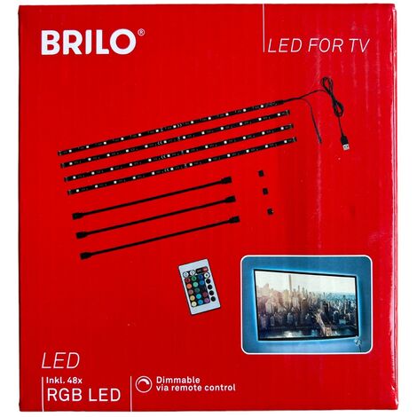 Brilo Dimmbar RGB LED TV Hintergrundbeleuchtung, LED FOR TV, für Monitore  und Fernseher, USB Anschluss, Fernbedienung