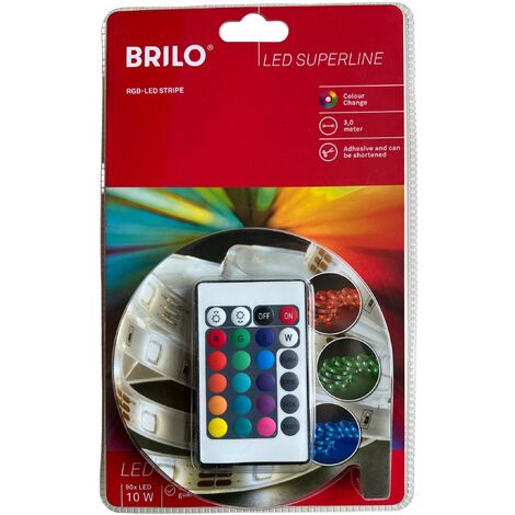 Brilo 3 Meter LED SUPERLINE XL LED Streifen Farbwechsel, selbstklebend und  kürzbar, Fernbedienung