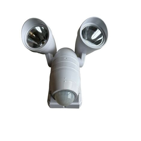 REV Doppel-Spotstrahler LED, Bewegungsmelder, Wandhalterung, Weiß, IP44,  Batteriebetrieb