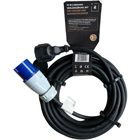 CEE Adapter Kabel, Gummi Kupplung - CEE Stecker 3 pol.für Wohnmobil und  Caravan 