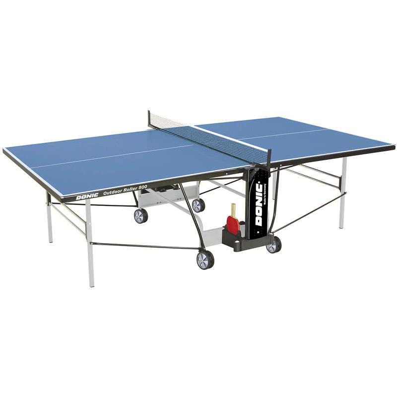 Donic Outdoor 800-5 Outdoor-Tischtennisplatte blau wetterfest Roller