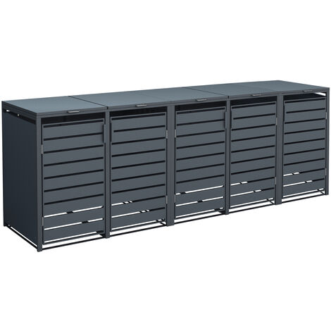 Westmann Mülltonnenbox 5-fach mit Deckel, anthrazit, 332 x 80 x 116 cm (B x T x H)