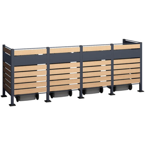 Westmann Metall Mülltonnenverkleidung Planum  4x240 L  Holzoptik  320x90x120 cm