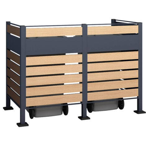 Westmann Mülltonnenverkleidung Planum 2er Box, grau / holz, 80 x 160 x 120 cm (B x T x H) (1/5)