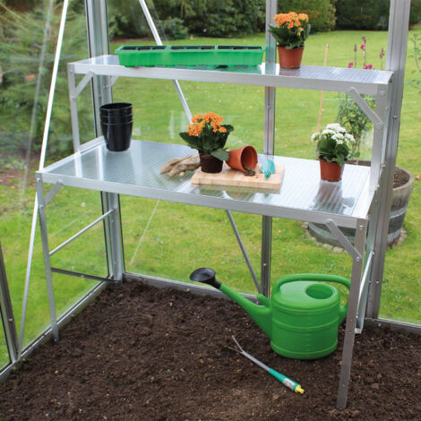 Vitavia Tischaufsatz für Pflanztisch mit Arbeitsplatte aus Hohlkammerplatten, aluminium eloxiert