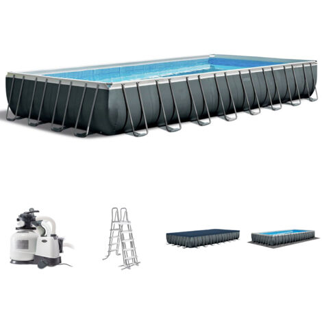 Intex Frame Swimming Pool Set "Ultra Quadra XTR", anthrazit, 975 x 488 x 132 cm, Inkl. Sandfilteranlage