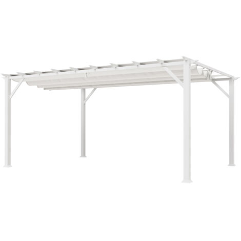 Paragon Outdoor Almuiminium Pergola "Florenz" Pavillon mit ausziehbarem Sonnensegel, weiß, 350 x 505 x 236 cm (L x B x H)