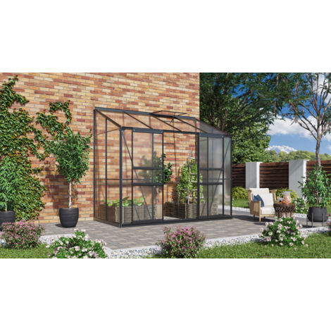 Vitavia Anlehn-Gewächshaus "Ida 3300", schwarz, 3,3 m², 4 mm HKP