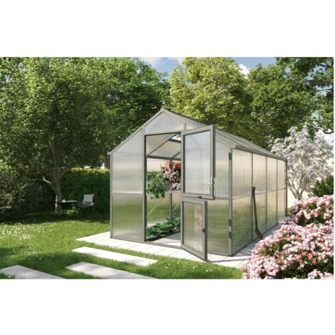 KGT Gewächshaus "Iris IV", anthrazit-grau, 10 m², 16 mm HKP