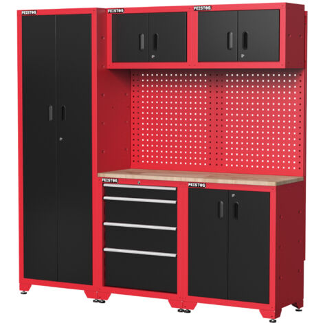 FEISTOS Werkstatteinrichtung  Werkzeugschrank Juno 3  Schwarz/Rot  2640x457x1981 mm (1/5)