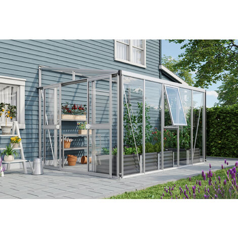 Vitavia Anlehn-Gewächshaus "Athena 8600" aluminium 8,6 m² 3 mm ESG, 10 mm HKP