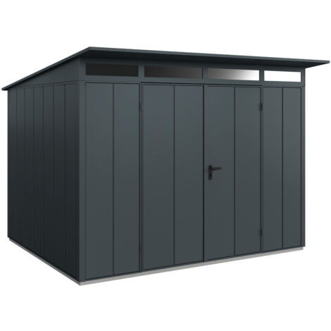 Hörmann Metall-Gerätehaus Berry Modern mit Pultdach Typ 3, 313 x 283 cm, anthrazitgrau, 8,9 m², 2-flüglige Tür (1/5)