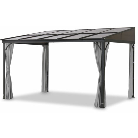Leco Terrassenüberdachung mit Polycarbonat-Dachplatten "Melanie", grau, 400 x 300 x 214 cm (L x B x H)