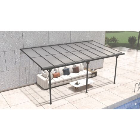 Westmann Aluminium Terassenüberdachung mit Doppelstegplatten "Bruce", schwarz, 556 x 300 x 225-270 cm (L x B x H)