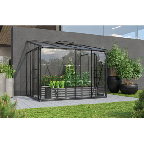 Vitavia Anlehn-Gewächshaus "Osiris 5200", schwarz, 5,2 m², 3 mm ESG, 6 mm HKP