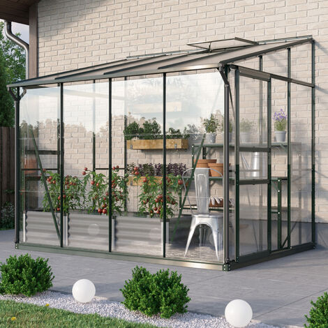 Vitavia Anlehn-Gewächshaus "Osiris 5200", smaragd, 5,2 m², 3 mm ESG, 6 mm HKP