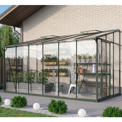 Vitavia Anlehn-Gewächshaus "Osiris 7800", smaragd, 7,8 m², 3 mm ESG, 6 mm HKP