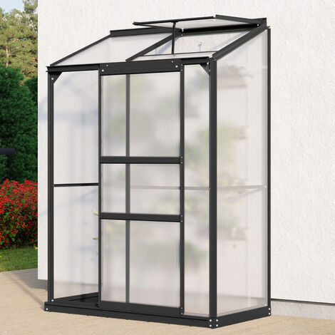 Vitavia Anlehn-Gewächshaus "Styx 900", schwarz, 0,9 m², 4 mm HKP