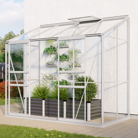 Vitavia Anlehn-Gewächshaus "Styx 3300", aluminium eloxiert, 3,3 m², 3 mm ESG